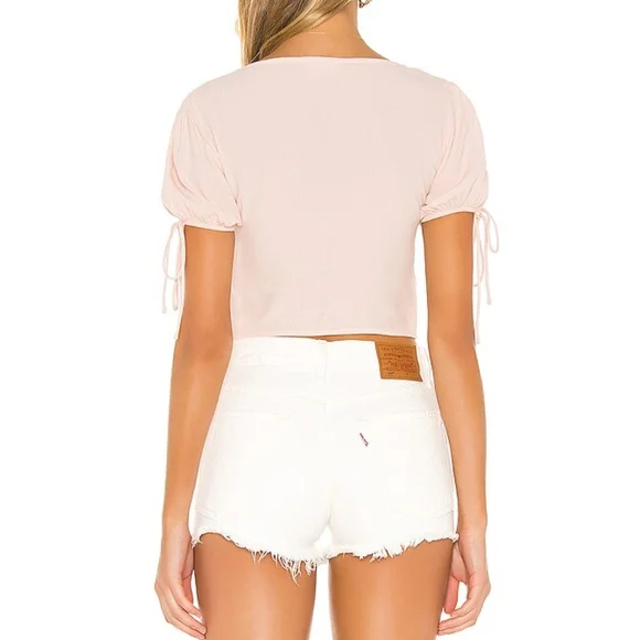 Superdown Blush Button-Front Crop Top - Picture 3 of 4